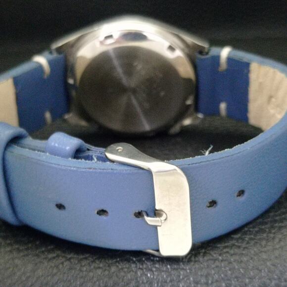 Vintage 1976 Citizen Automatic Mens Silver Watch W/daydate & Blue accents - Picture 2 of 9